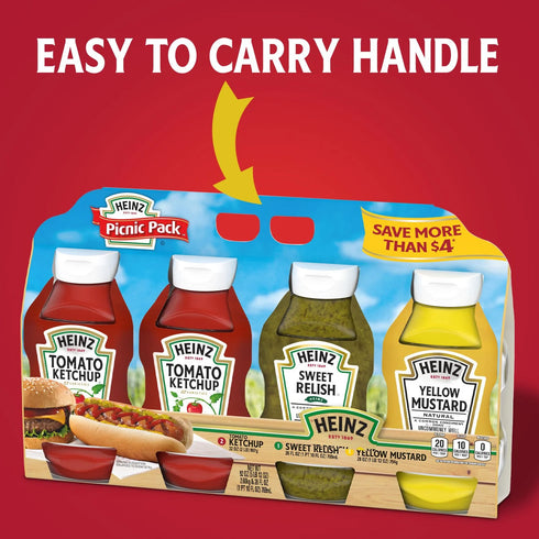Ketchup, Sweet Relish & Yellow Mustard Picnic Pack, 4 ct