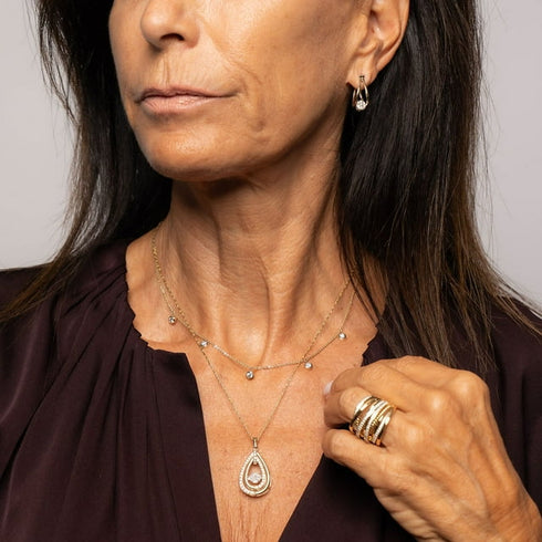 0.75 CT Dancing Diamond Pendant Necklace in 14K Two-Tone Gold