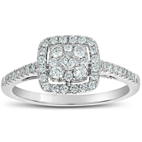 0.50 Carat Total Weight Halo Diamond Ring in 14K Gold
