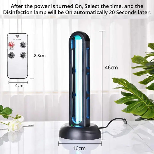 UV Light Sanitizer, UVC Disinfection Blue Lamp, 40W Remote Control Ultraviolet Ozone Sterilization Light Compact for Home Office Hotel Travel