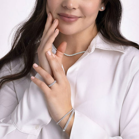 Lab Created White Sapphire Full Eternity Band in 14K Gold