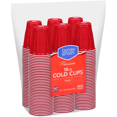 Berkley Jensen Premium Plastic Cups - Red, 18 oz./240 ct