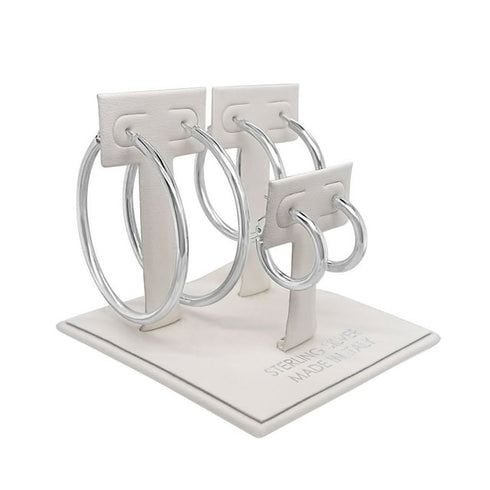 Italian Sterling Silver Hoop Earring Set | Polished Circle Earrings
