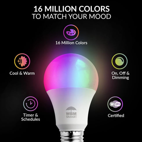 WBM SMART LED Color Changing Lights Bulb - Pack of 4