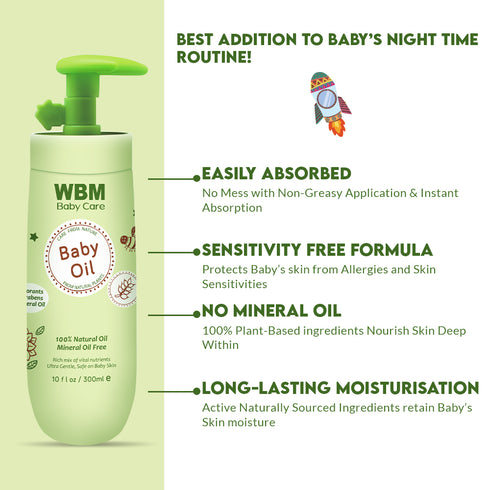WBM Baby Care Baby Oil - Nourishing Skin Care With 100% Natural Ingredients, 300ml