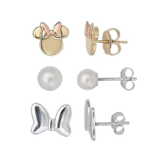 Disney Character Stud Earring Set in 14K Gold and Sterling Silver