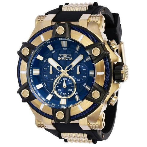 Invicta Bolt Quartz Mens Watch 52mm Gold Tone Stainless Steel Blue Dial