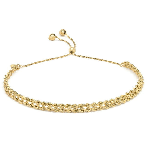 Kissing Hearts Bolo Bracelet in 14K Gold