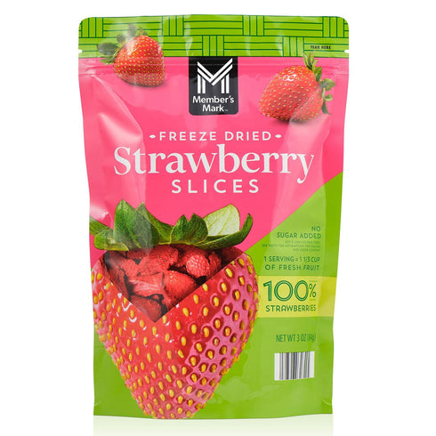 Member’s Mark Freeze Dried Strawberry Slices, 3 oz. | Crispy, All-Natural Fruit Snack | No Added Sugar
