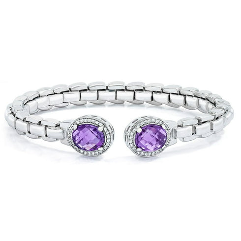 Amethyst and Blue Topaz Bangle Set in Sterling Silver