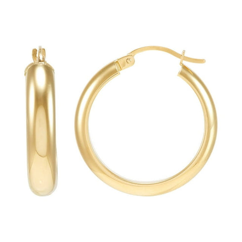 14K Gold Wedding Band Hoop Earrings for Women
