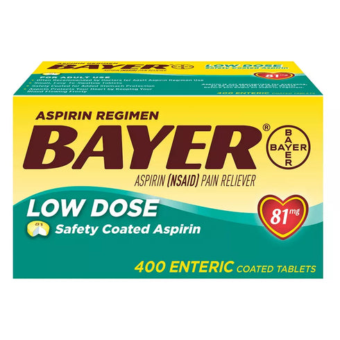 Bayer Aspirin Regimen 81mg Low-Dose Enteric-Coated Tablets, 400 ct