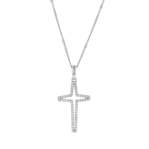 0.30 CT Round Cut Diamond Cross Pendant Necklace in 14K Gold