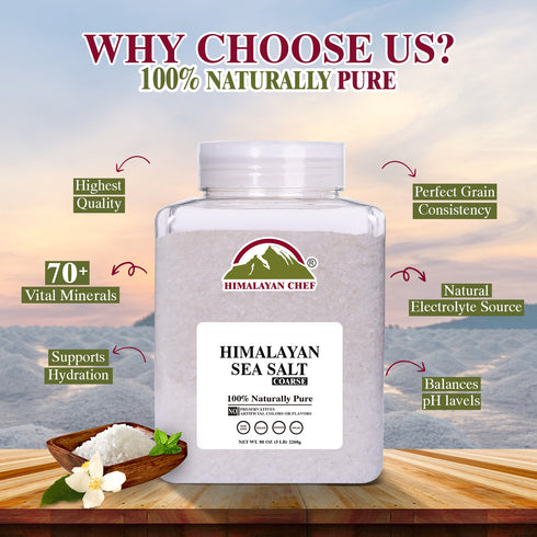 Himalayan Chef Sea Salt, Coarse Grain, 5 Pound Plastic Jar | 2 Pack