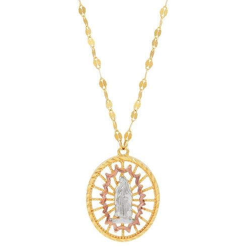 Our Lady of Guadalupe Pendant Necklace in Solid 14K Gold