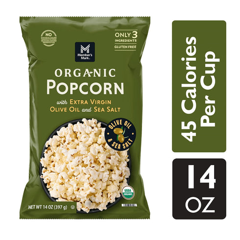Member's Mark Organic Sea Salt Popcorn with Extra Virgin Olive Oil, 14 oz
