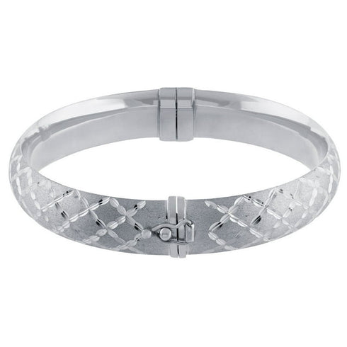 Matching Hoop Earrings and Bangle Bracelet Set in Sterling Silver