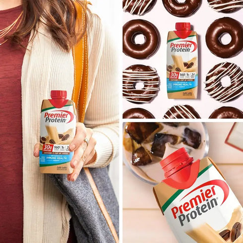 Premier 30g Protein PLUS Energy and Immune Support Shakes, Cafe Latte, 11 fl oz, 18-pack