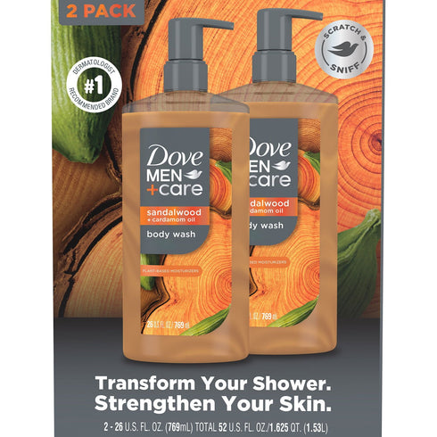Each 26 fl oz | 2 pk.Dove Men+Care Sandalwood Body Wash