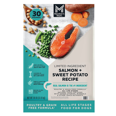 Member’s Mark Grain-Free Salmon & Sweet Potato Dry Dog Food, 30 lb – Complete & Balanced Nutrition