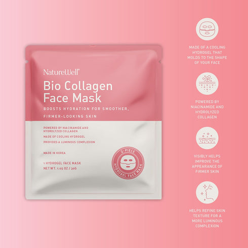 NatureWell Bio Collagen 2-Piece Hydrogel Sheet Face Masks, 8 pk.