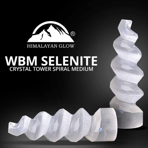 Selenite Crystal Spiral Tower 15 cm | HIMALAYAN GLOW