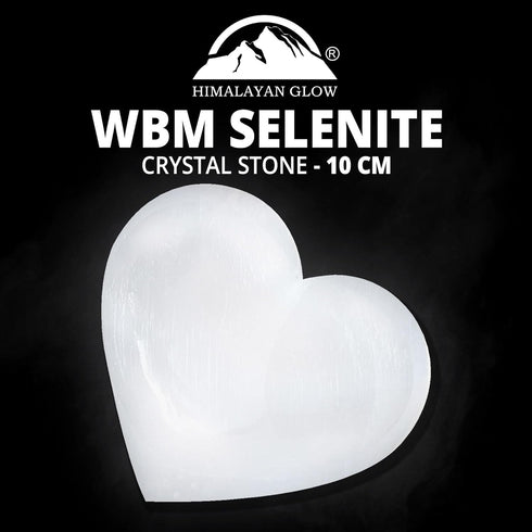 Selenite Crystal Heart Stone 10 cm | HIMALAYAN GLOW