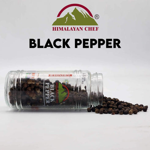 Himalayan Chef Black Pepper Grinder – 1.76 oz | Freshly Ground Gourmet Black Pepper for Cooking