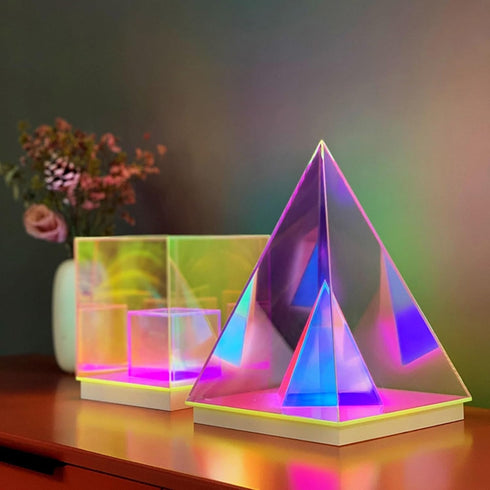 Acrylic Prism Desk Lamp – Pyramid-Shaped LED Light for Home & Office