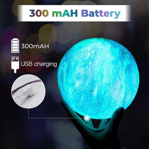 Himalayan Glow Kids Night Galaxy Lamp 5.9-inch 16 Colors LED 3D Star Moon Light with Wood Stand, Remote & Touch Control USB Rechargeable, White