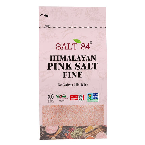 SALT 84 Himalayan Pink Salt Fine Grain Gourmet Cooking Salt, 1 lb – Pure Mineral-Rich Seasoning