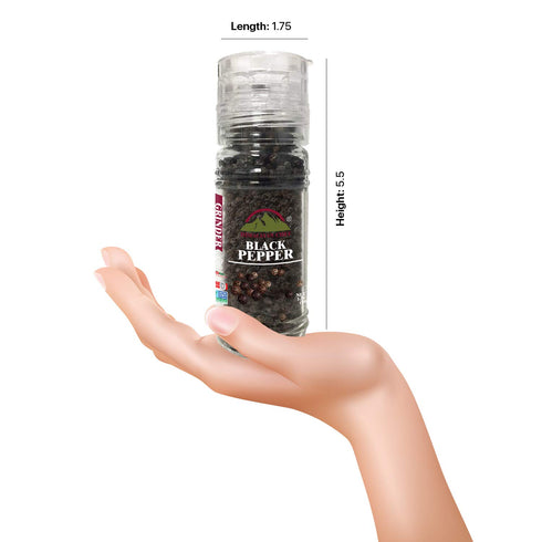 Himalayan Chef Black Pepper Grinder – 1.76 oz | Freshly Ground Gourmet Black Pepper for Cooking