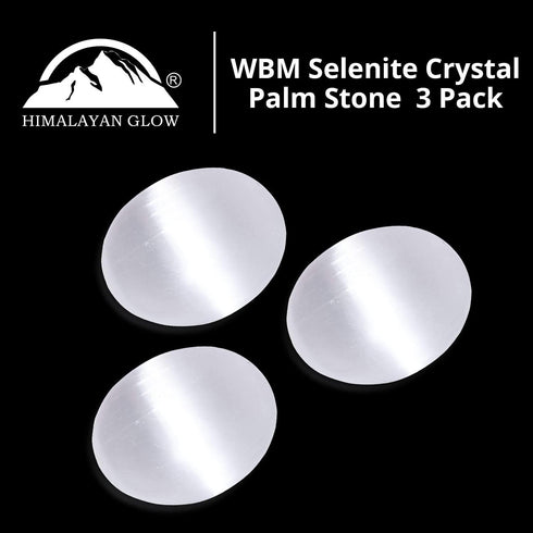 Selenite Crystal Palm Stone - 3 Pcs | HIMALAYAN GLOW