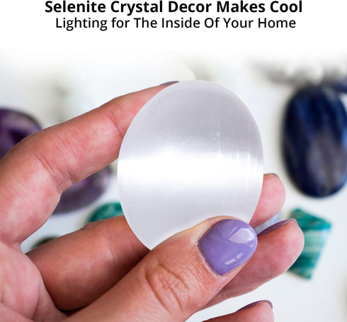 Selenite Crystal Palm Stone - 3 Pcs | HIMALAYAN GLOW