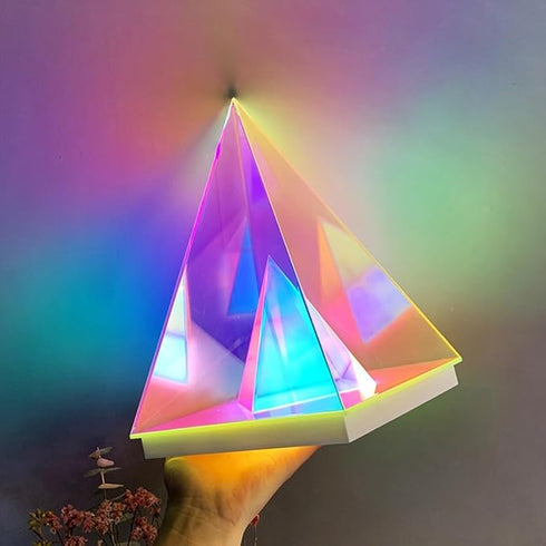 Acrylic Prism Desk Lamp – Pyramid-Shaped LED Light for Home & Office