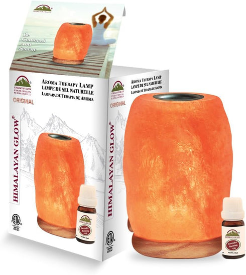 Himalayan Glow Aromatherapy Himalayan Salt Lamp with Essential Oil – Natural Pink Salt Crystal Lamp for Relaxation
