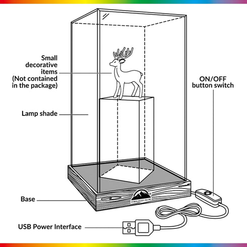 Himalayan Glow Acrylic Display Lamp with USB, LED Night Light for Bedroom, Living Room & Office, Soft Glow Acrylic Panel with Wooden Base, Aesthetic Décor