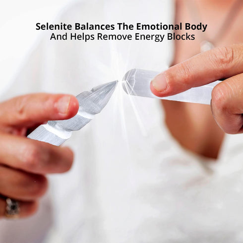 Selenite Wand & Spiral Wand - 3 Pcs | HIMALAYAN GLOW