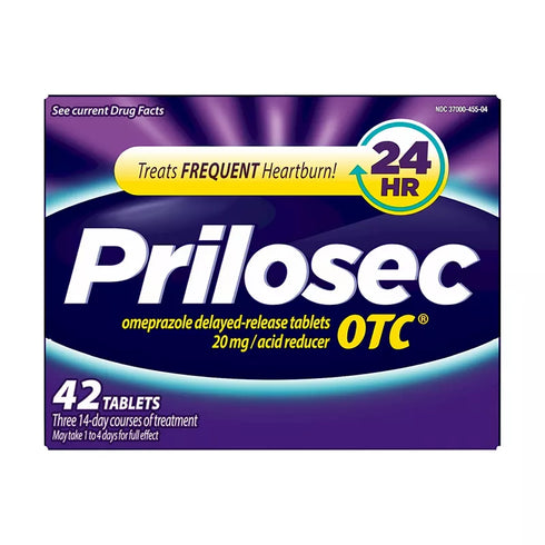Prilosec OTC, Omeprazole Delayed Release 20mg, Acid Reducer, Heartburn Medicine, 20mg, Tablets, 42 ct