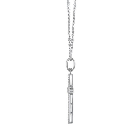0.30 CT Round Cut Diamond Cross Pendant Necklace in 14K Gold