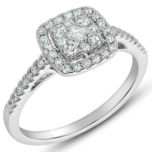 0.50 Carat Total Weight Halo Diamond Ring in 14K Gold
