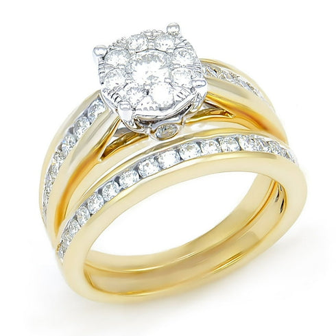 1.29 CTW Diamond Composite Wedding Ring Set in 14K Gold