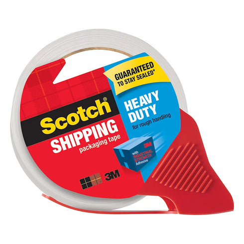 Scotch Heavy-Duty Shipping Packaging Tape with Dispensers, Clear, 2" x 1,000", 6-Pack