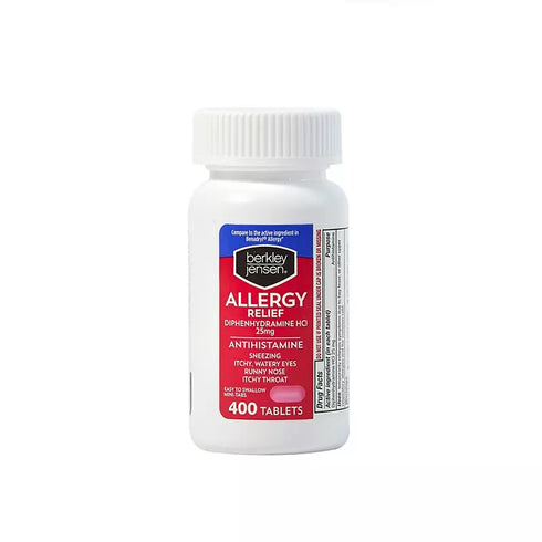Berkley Jensen 25mg Diphenhydramine Hydrochloride Antihistamine Tablets, 400 ct