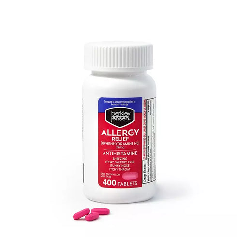 Berkley Jensen 25mg Diphenhydramine Hydrochloride Antihistamine Tablets, 400 ct