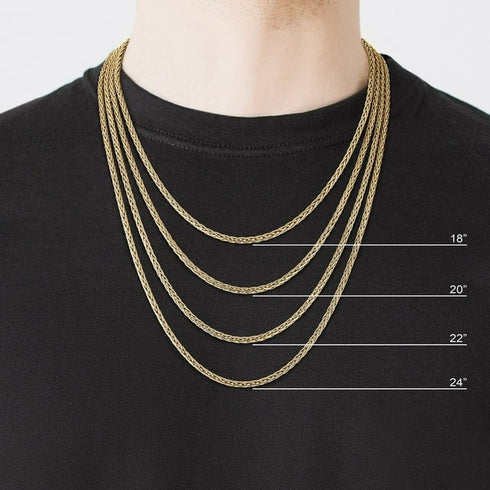 Braided Wheat Chain Necklace in Solid 14K Gold