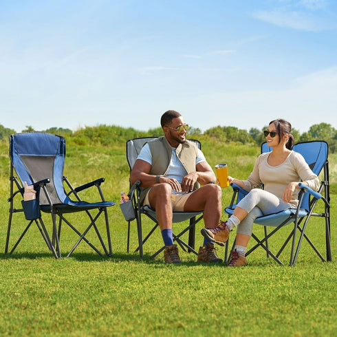Member’s Mark Adult Hard Arm Chair – Durable Folding Outdoor Chair with Hard Armrests & Cup Holder for Camping, Sports & Events