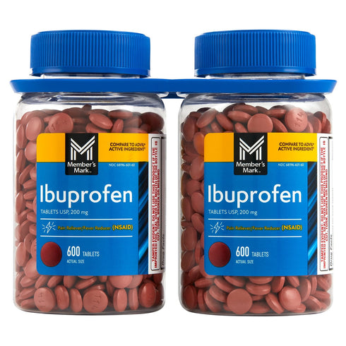 Member's Mark Ibuprofen Pain Reliever & Fever Reducer Tablets, 200 mg, Fast-Acting NSAID, 1200 ct.