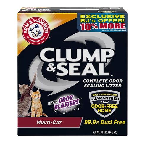 Arm & Hammer Clump & Seal Multi-Cat Odor Blasters Cat Litter, 31 lbs