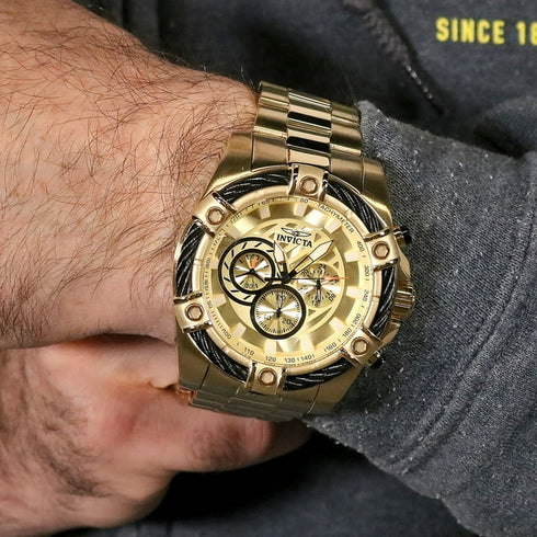 Invicta Bolt Men's Watch 52mm Gold Tone Chronograph with Bracelet